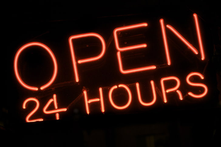 neon, open, sign, Time, HD wallpaper
