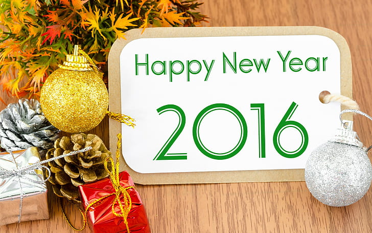 Mutlu Yeni Yıl 2016 Süslemeleri, çeşitli yılbaşı dekorları, Mutlu, Noel, Yeni Yıl, dekorasyon, Neşeli, Noel, 2016, Noel süsleri, HD masaüstü duvar kağıdı