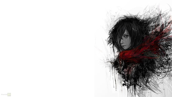 fondo de pantalla de personaje femenino de pelo negro, Shingeki no Kyojin, Mikasa Ackerman, Fondo de pantalla HD HD wallpaper