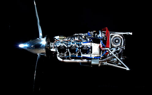 محرك توربيني ، جهاز ميكانيكي فولاذي رمادي ، توربين ، محرك، خلفية HD HD wallpaper