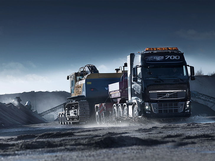 Yellow and black dump truck under blue sky, dump trucks, construction  vehicles, HD wallpaper | Wallpaperbetter