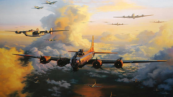 Bombowce, Boeing B-17 Flying Fortress, Siły Powietrzne, Samoloty, Samoloty, Wojsko, Tapety HD HD wallpaper