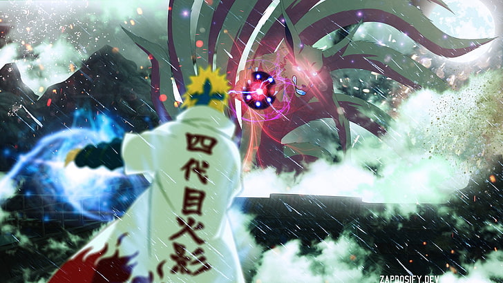 Anime, Naruto, Kyūbi (Naruto), Minato Namikaze, Wallpaper HD