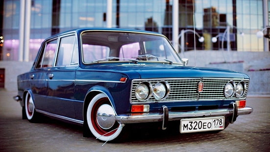 blue sedan, Lada, VAZ, 2103, low classic, HD wallpaper HD wallpaper