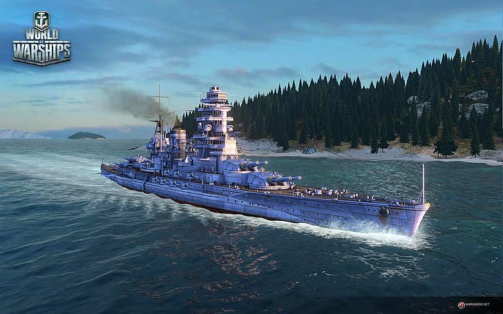 World of Warships, Battleship, war, ocean battle, HD wallpaper