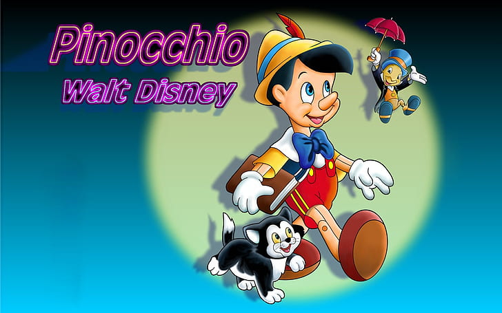 Pinocchio And Jiminy Cricket Cartoon Kids Walt Disney Hd Wallpaper For Desktop 1920×1200, HD wallpaper