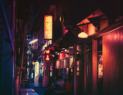 Japão, masashi wakui, noite, rua, HD papel de parede HD wallpaper