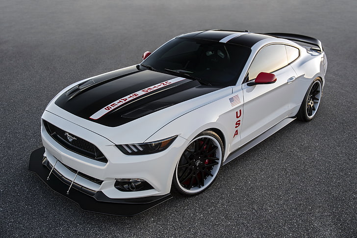white and black Ford Mustang coupe, Mustang, Ford, 2015, Apollo Edition, HD wallpaper