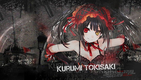 สาวการ์ตูน, อะนิเมะ, Date A Live, Tokisaki Kurumi, heterochromia, วอลล์เปเปอร์ HD HD wallpaper