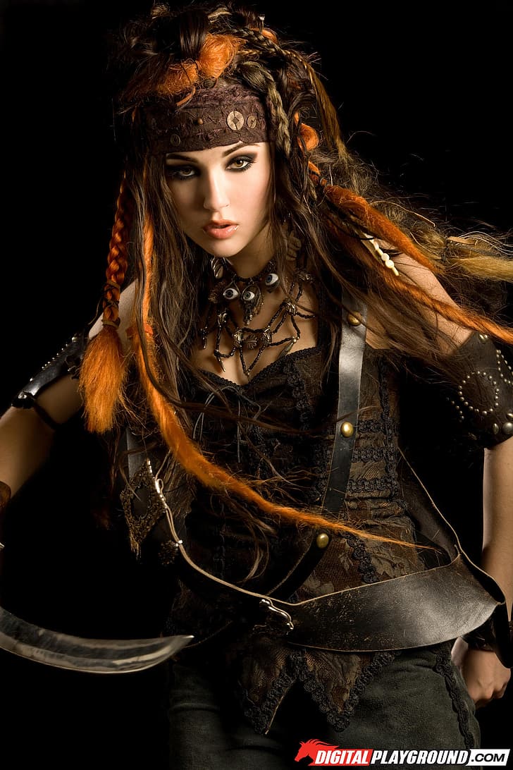 Sasha Grey, wanita, cosplay, Pirates 2 - Stagnetti's Revenge, Digital Playground, pedang, Wallpaper HD, wallpaper seluler