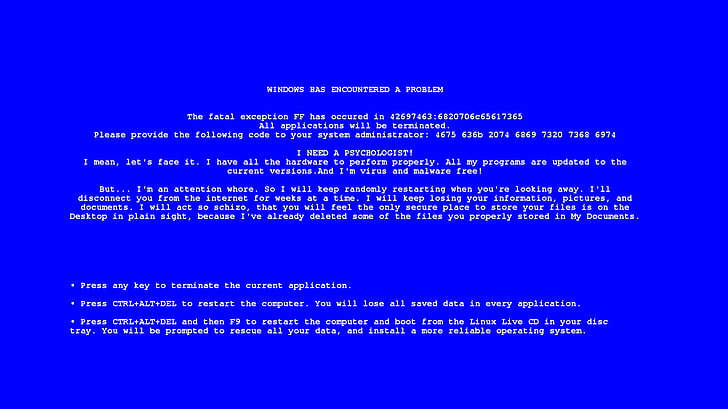 fond bleu avec superposition de texte, Microsoft Windows, écran bleu de la mort, bleu, fenêtre, Fond d'écran HD