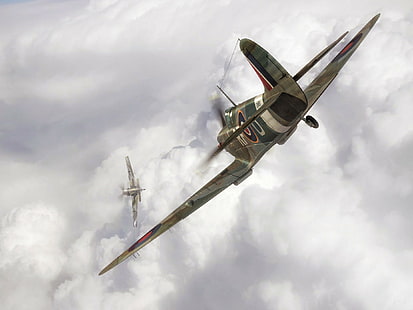 avión, avión, militar, Avión militar, Royal Airforce, Spitfire, Supermarine Spitfire, Segunda Guerra Mundial, Fondo de pantalla HD HD wallpaper