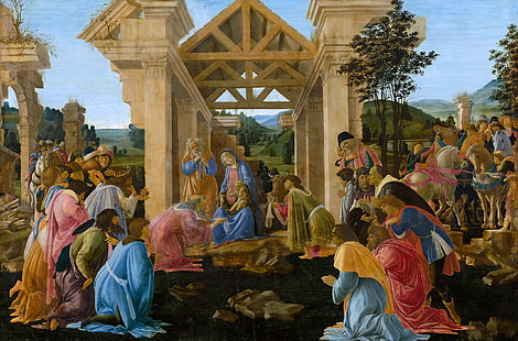 gambar, mitologi, Sandro Botticelli, Adorasi Orang Majus, Wallpaper HD HD wallpaper