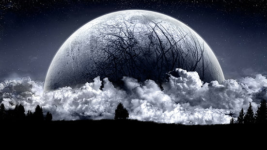 القمر ، السحب، خلفية HD HD wallpaper