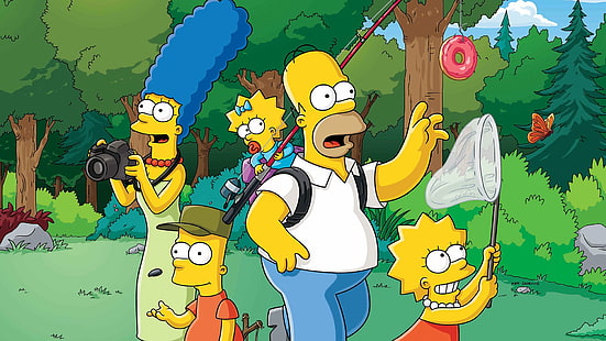 Simpsonowie, Bart Simpson, Homer Simpson, Lisa Simpson, Maggie Simpson, Marge Simpson, Tapety HD HD wallpaper