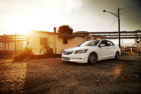 biała Honda Accord sedan, honda, vossen, accord, tuning, biała, Tapety HD HD wallpaper