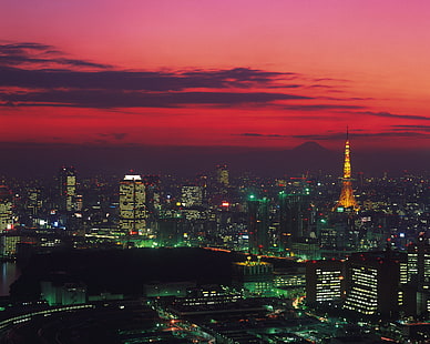 4K ، برج طوكيو ، اليابان ، منظر ليلي ، طوكيو، خلفية HD HD wallpaper