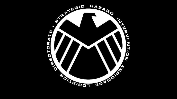 avengers, background, black, logos, marvel, movie, s h i e l d, HD wallpaper