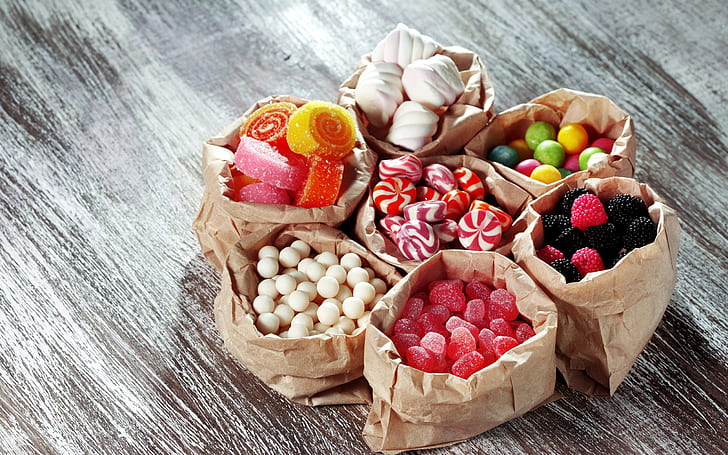 حلويات متنوعة ، حلوى ، جيلي ، أعشاب من الفصيلة الخبازية ، متنوعة ، حلويات ، حلوى ، جيلي ، مارشميلو، خلفية HD
