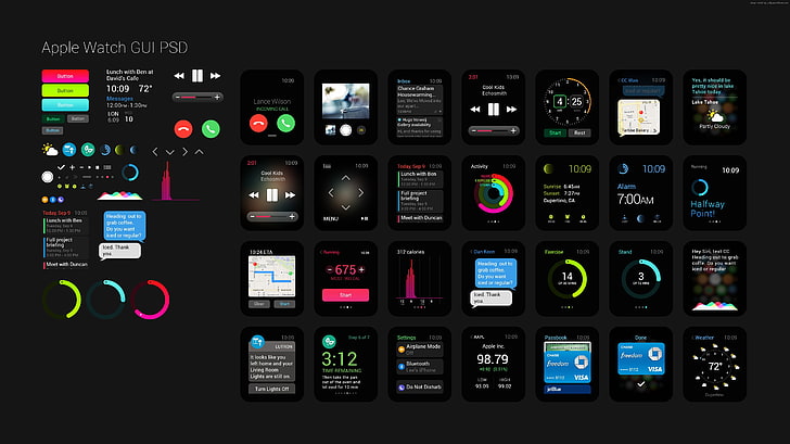 Apple Watch, iWatch, Überprüfung, GUI, Schnittstelle, 4k, Silber, 5k, Apple, Uhren, Real Futuristic Gadgets, Display, HD-Hintergrundbild