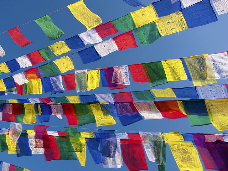 флаги, катманду, непал, молитва, HD обои