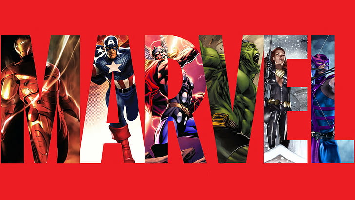 Marvel Iron Man Red Captain America Thor Hulk The Hulk Black Widow Hawkeye Avengers HD, tecknad / komisk, svart, den, röd, man, marvel, järn, avengers, amerika, kapten, hulk, thor, hawkeye, änka, HD tapet