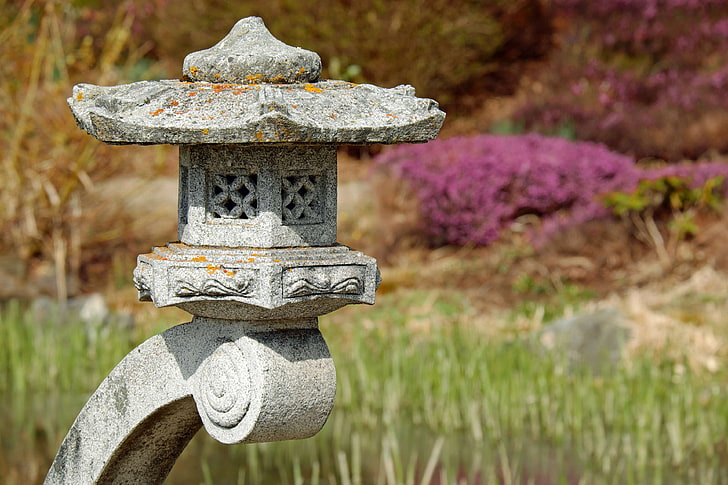 азиатская культура, черный лес, деревня бонн, гранит, япония, японский сад, японская лампа, свет, таинственное настроение, каменная лампа, символ, традиционно, HD обои