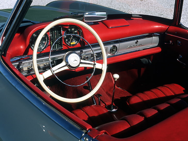 1957, 300sl, benz, wnętrze, mercedes, r198, retro, Tapety HD