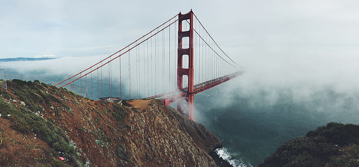 lansekap, jembatan, Jembatan Golden Gate, AS, alam, Wallpaper HD
