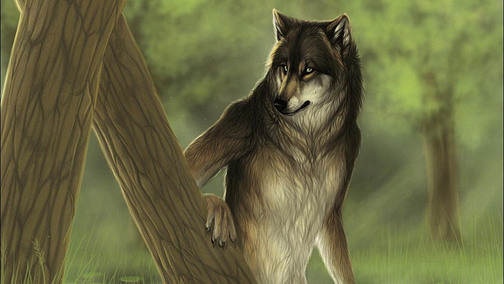 Fantasiekunst, Wolf, Anthro, Tiere, HD-Hintergrundbild