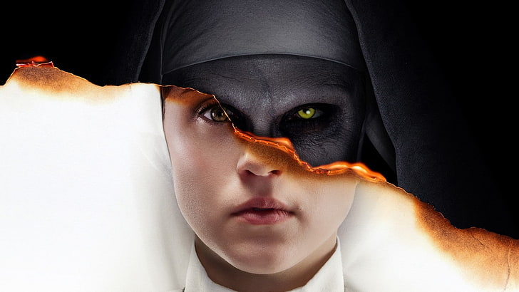 The nun 2018, poster, movie, the nun, black, face, white, HD wallpaper