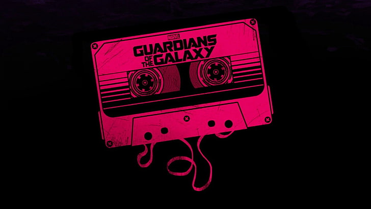 white and black Guardians of the Galaxy cassette, Guardians of the Galaxy, Star Lord, Gamora , Rocket Raccoon, Groot, Drax the Destroyer, Marvel Comics, audio cassete, Marvel Cinematic Universe, movies, HD wallpaper