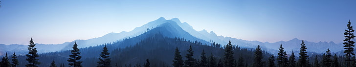 horizonte de árvores, Far Cry 5, montanhas, azul, videogame, Far Cry, HD papel de parede