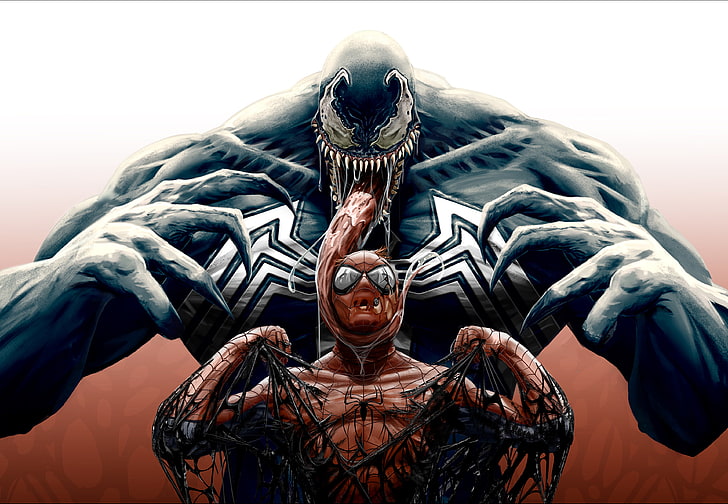 black and brown horse figurine, Spider-Man, Venom, tongue out, Symbiote, comics, HD wallpaper