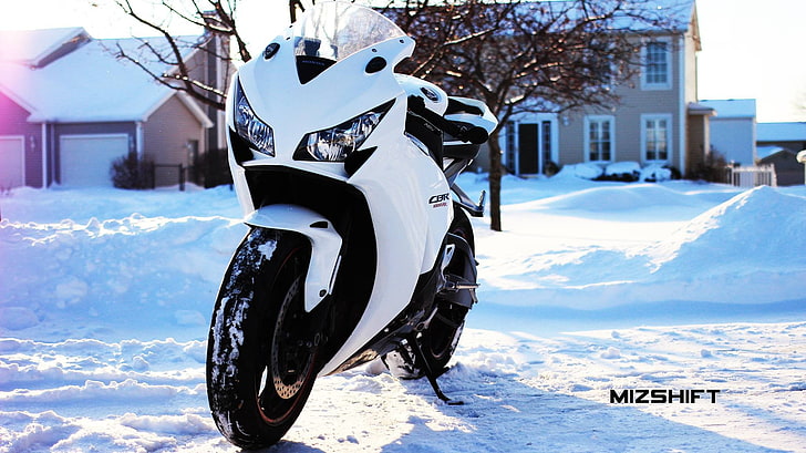белый спортивный мотоцикл, Honda, Honda cbr 1000 рр, cbr, мотоцикл, HD обои