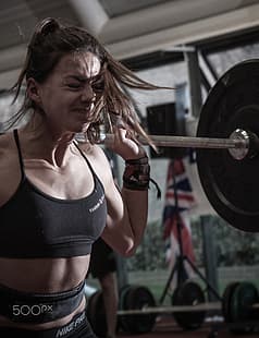 болезнено, спорт, жени, тренировка, вдигане на тежести, HD тапет HD wallpaper