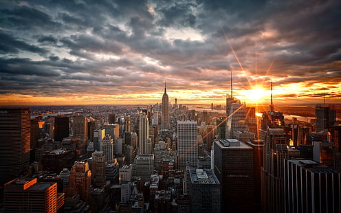 Amerika Serikat, latar belakang new york, tampilan atas, Pencakar langit, Unduh 3840x2400 Amerika Serikat, Wallpaper HD HD wallpaper
