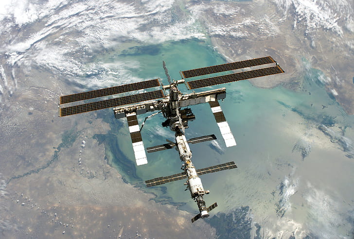 Stasiun luar angkasa, ISS, Stasiun Luar Angkasa, Orbit, Bumi, Wallpaper HD