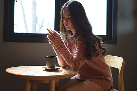 Asian, women, sweater, HD wallpaper HD wallpaper