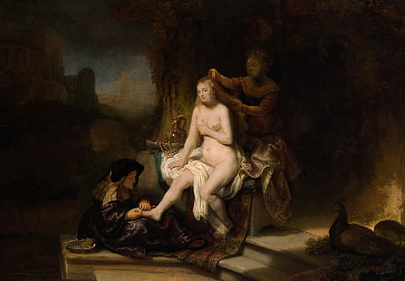 gambar, genre, Rembrandt van Rijn, mialgia, The Toilet Of Batsyeba, Wallpaper HD HD wallpaper