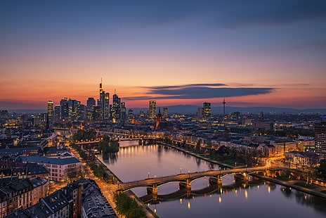 night, Germany, Frankfurt am main, HD wallpaper HD wallpaper