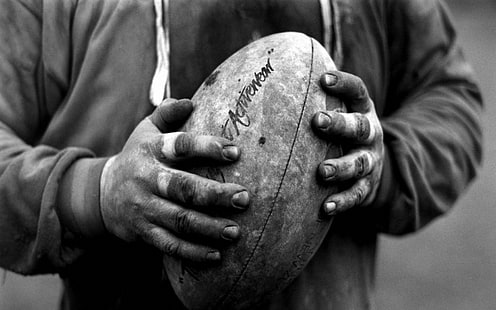 Rugby, Black & White, HD wallpaper HD wallpaper