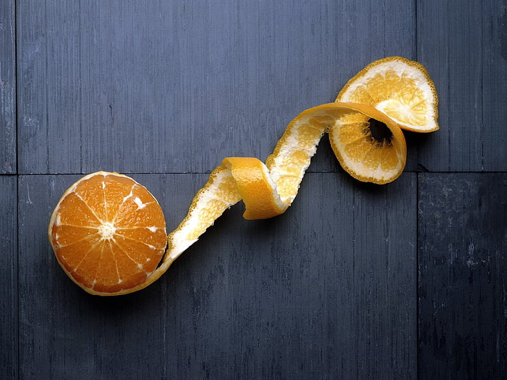 kupas buah jeruk, jeruk, buah, jeruk, Wallpaper HD