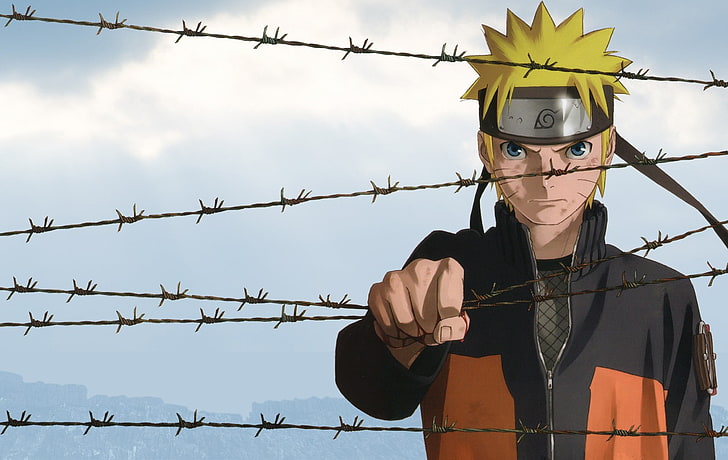 Fond d'écran Uzumaki Naruto, Naruto Shippuuden, Uzumaki Naruto, clôture, fil de fer barbelé, Fond d'écran HD