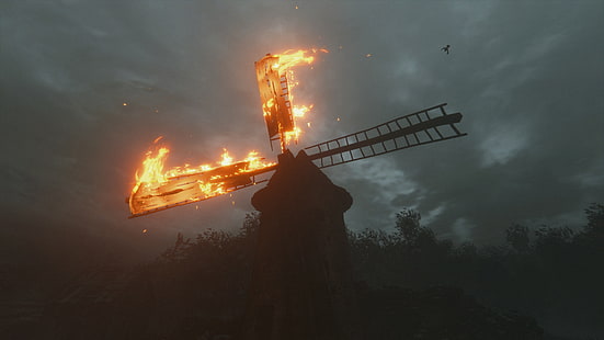 Windmühle, A Plague Tale Innocence, Brennen, Screenshot, HD-Hintergrundbild HD wallpaper