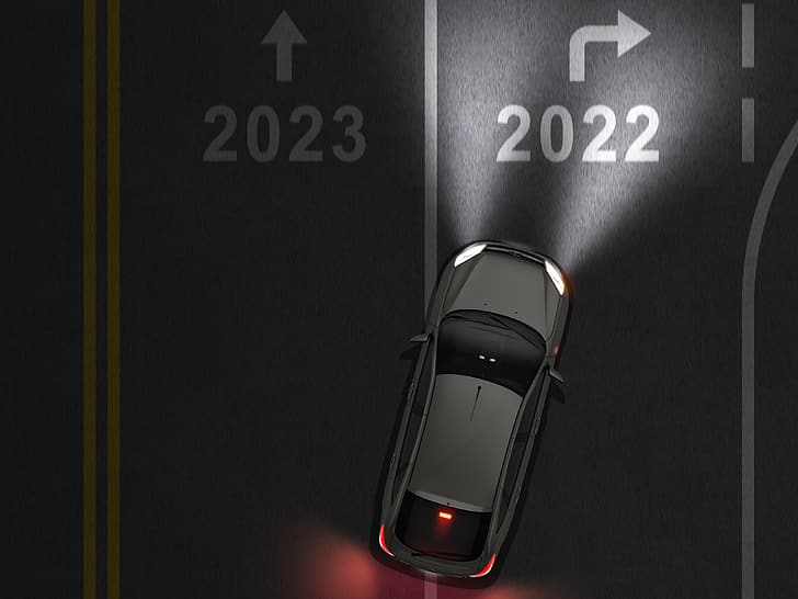carretera, 2022 (año), feliz año nuevo, noche, coche, Fondo de pantalla HD