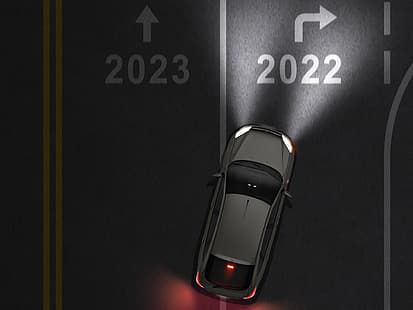 carretera, 2022 (año), feliz año nuevo, noche, coche, Fondo de pantalla HD HD wallpaper