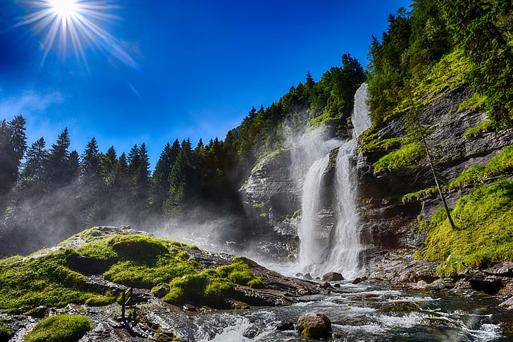 waterfalls photo, sixt fer à cheval, sixt fer à cheval, Cascade, du, Rouget, Sixt Fer à Cheval, waterfalls, photo, Sixt  Fer  à  Cheval, haute  savoie, eau, nature, waterfall, water, landscape, scenics, forest, outdoors, river, beauty In Nature, mountain, travel, HD wallpaper