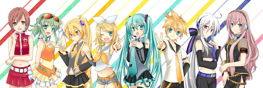 อะนิเมะ, Vocaloid, GUMI (โวคาลอยด์), Haku Yowane (โวคาลอยด์), Hatsune Miku, Len Kagamine, Lily (Vocaloid), Luka Megurine, Meiko (Vocaloid), Rin Kagamine, วอลล์เปเปอร์ HD HD wallpaper