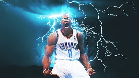 Oklahoma City Thunder, Russell Westbrook, basket, Sport, Sfondo HD HD wallpaper
